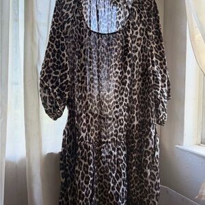 Leopard Print Sheer Tiered Dress - Brown & Black h&m